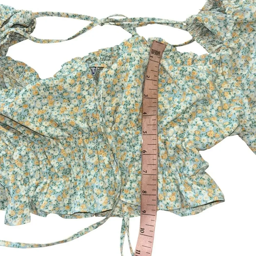Mable Cottagecore Renaissance Peasant Floral Crop Top Women’s S Prairie Soft